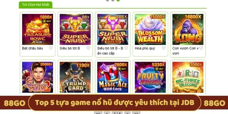 Top 5 tựa game nổ hũ được yêu thích tại JDB